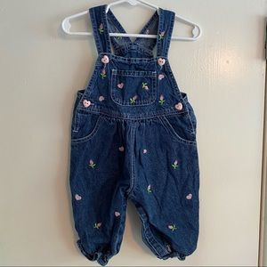 Flower Print Baby Jean Overalls